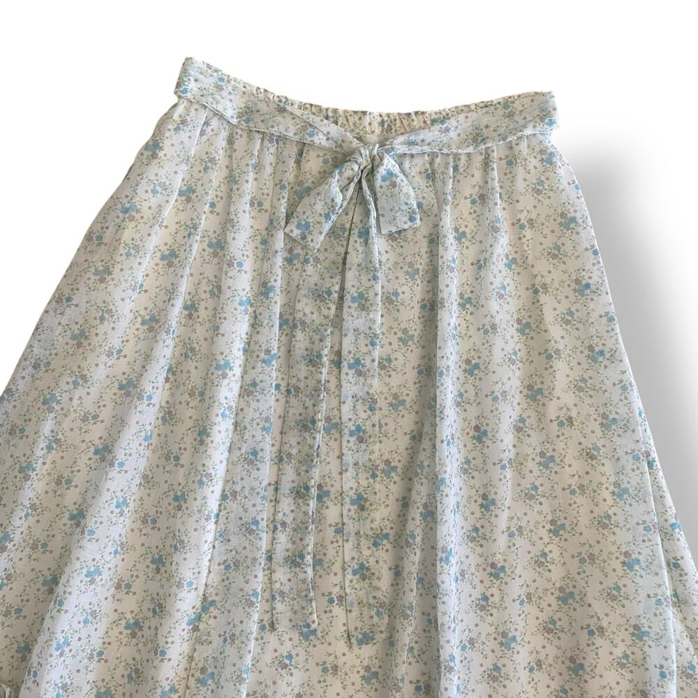 Gunne Sax Jeunes Filles Vintage 1970 Cream Blue Floral Ruffled Skirt Set Size 14 - Picture 12 of 16